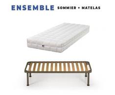Matelas 200x200 + Sommier Démonté + pieds + Oreiller Mémoire + Protège matelas Offerts - Latex