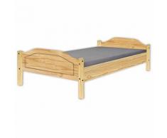 Lit double en pin massif vernis naturel - 180 x 200 cm -PEGANE-