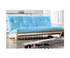 Banquette convertible futon FRESH pin coloris bleu clair couchage 140*200 cm. - bleu