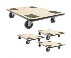 PrimeMatik - Plateforme de chariot et chargement avec roulettes 600 x 400 mm 4-PACK