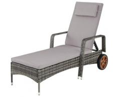 Tectake - Bain de soleil aluminium BIARRITZ 6 positions avec roulettes - chaise longue, transat