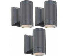 Lot de 3 lampes d'extérieur LED appliques de façade ALU down spots terrasse IP44 éclairage de jardin