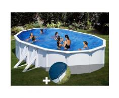 Kit piscine acier blanc Gré Bora Bora ovale 6,34 x 3,99 x 1,22 m + Bâche hiver