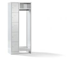 Wolf Vestiaires à casiers verrouillables - 5 compartiments à gauche, 5 cintres - largeur h.t. 750