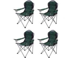 4x Chaise de camping HHG-041, chaise pour pêcheur, pliable, rembourré ~ vert
