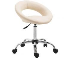 Décoshop26 - Tabouret chaise à roulette avec dossier simili-cuir crème hauteur réglable - crèmem