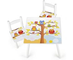 Table et 2 chaises enfant Hiboux