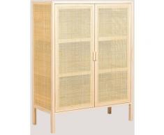 Buffet 2 portes en rotin et bois Renatt SKLUM Bois de Pin - Osier - Marron Naturel