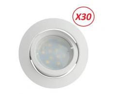 Lot de 30 Spot Led Encastrable Complete Blanc Orientable lumière Blanc Neutre eq. 50W ref.888