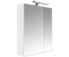 Allibert - Armoire de toilette éclairante 60 cm 2 portes miroirs Blanc brillant prise UTE - JUNO