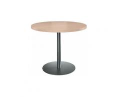 Sans Marque - Table de réunion ronde chêne clair Ø 100 cm - piétement anthracite - Arch - Maxiburo