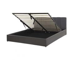 Lit double en simili-cuir gris avec rangement 160 x 200 cm DREUX