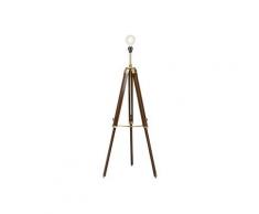 Lampadaire Trépied Teck Laiton antique - Cortin Qazqa Rustique Luminaire interieur