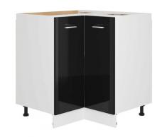 Armoire d'angle Noir brillant 75,5x75,5x80,5 cm Aggloméré