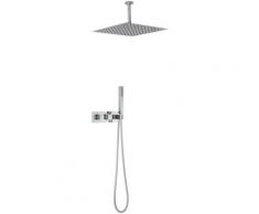 Kit de Douche à Encastrer avec Pommeau Plafond 40 x 40CM et Douchette - Gamme Kubix Cubique