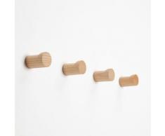 Crochets muraux en bois Crochet de manteau minimaliste, 4pcs en hêtre moderne Real Cintre en bois