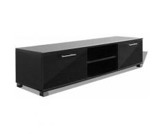 Meuble télé buffet tv télévision design pratique noir brillant 120 cm - Noir