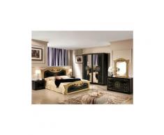 Dansmamaison - Chambre complète 160x200 Noir/Doré - ALIENOR - Armoire : L 171 x l 56 x H 214 cm