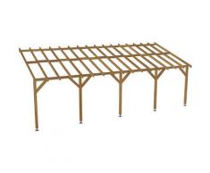 Carport adossé |8x3| - Pente 30% - Bois massif traité CL3 Marron - Durable |Sans la visserie et