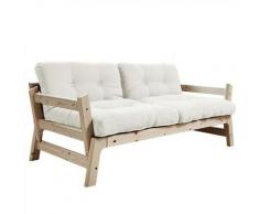Banquette convertible futon STEP pin massif coloris naturel couchage 70*200 cm. - blanc