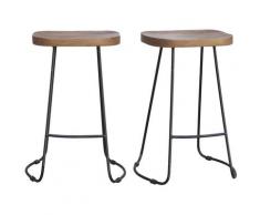 Tabourets de bar manguier massif et métal 65 cm (lot de 2) RUNKO