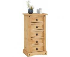 Chiffonnier SALSA commode en bois style mexicain avec 5 tiroirs, en pin massif finition