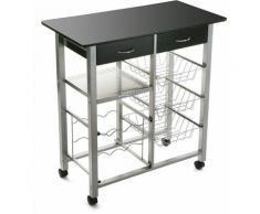 Versa Leicester Chariot de cuisine avec roulettes, Rangement, 82x40x76cm - Noir