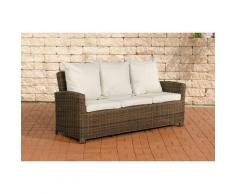 CLP - Canapé de Jardin 3 places Fisolo Fibres de polyrotin rondes rond/marron métallique Blanc beige