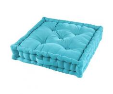 Douceur D'intérieur - Coussin de sol 60 x 60 x 10 cm coton uni pacifique Turquoise