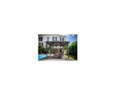 Gloriette aluminium toit 4 pentes gris anthracite 9m2