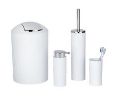 Set accessoires salle de bain Calvo Blanc, distributeur de savon liquide, gobelet brosse à dent,