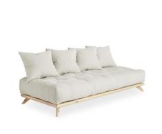 Canapé convertible futon SENZA pin naturel coloris naturel couchage 90 cm. - natural