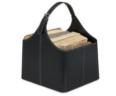 Panier à bois, range-buches similicuir, rangement & transport, porte-revues, anse, accessoire