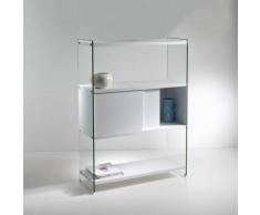 Bibliothèque murale BABYLONE 90 cm 1 porte coulissante céruse blanche