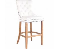 Tabouret de bar Taipeh cuir véritable blanc Antique clair