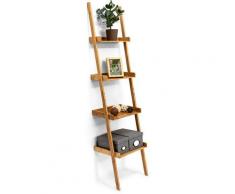 Étagère échelle en bambou 4 étages HxlxP : 176 x 44 x 37 cm salon salle de bain Rangement séjour