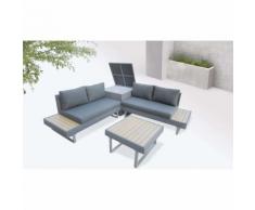 BOBOCHIC Palma - Salon de jardin en angle 5 places - Aluminium / Composite - Coffre