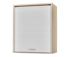 Les Tendances - Meuble mural de cuisine chêne clair à rideau blanc Couna L 60 x H 72 cm