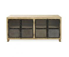 Made In Meubles - Enfilade industrielle 4 portes vitrées - Bois