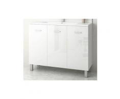 Anconetti - Caisson meuble sur pied Ancoflash à portes - blanc 100cm - 3 portes