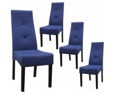 DALLAS - Lot de 4 Chaises Bleu Nuit Capitonnées - Bleu Foncé