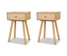 Helloshop26 - Table de nuit chevet commode armoire meuble chambre 2 pcs bois de pin massif 40 x 30