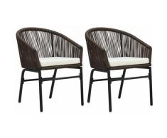 Chaises de jardin 2 pcs Marron Rotin PVC