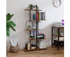 Meerveil - Bibliothèque-Étagère de Rangement au Sol-Bibliothèque à 5 Niveaux en Quinconce,