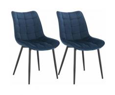 WOLTU Lot de 2 Chaises de salle à manger. Chaise de cuisine. Siège en velours. Pieds en métal. Bleu