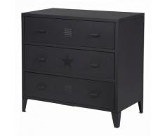 Commode enfant 3 tiroirs en metal - Noir - L78 x P40 x H73 cm - MODULO