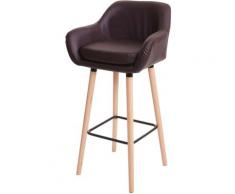 HHG - Tabouret de bar Malmö T381, chaise de bar tabouret de comptoir ~ simili cuir, marron