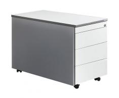 Certeo - Caisson roulant ARCOS - 3 tiroirs - aluminium / blanc pur - Coloris corps: aluminium blanc