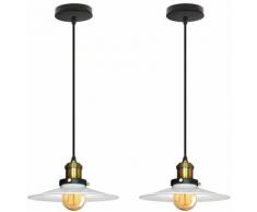 2Pcs Métal Retro Suspensions Luminaires Antique Plafonniers Vintage Lustre Eclairage de Plafond
