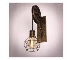 Lot de 2 Applique Industrielle Murale Vintage Rétro Lampe Abat-jour Cage Métal